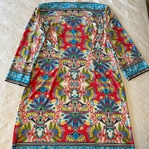Bright multi color 3/4 sleeve dress